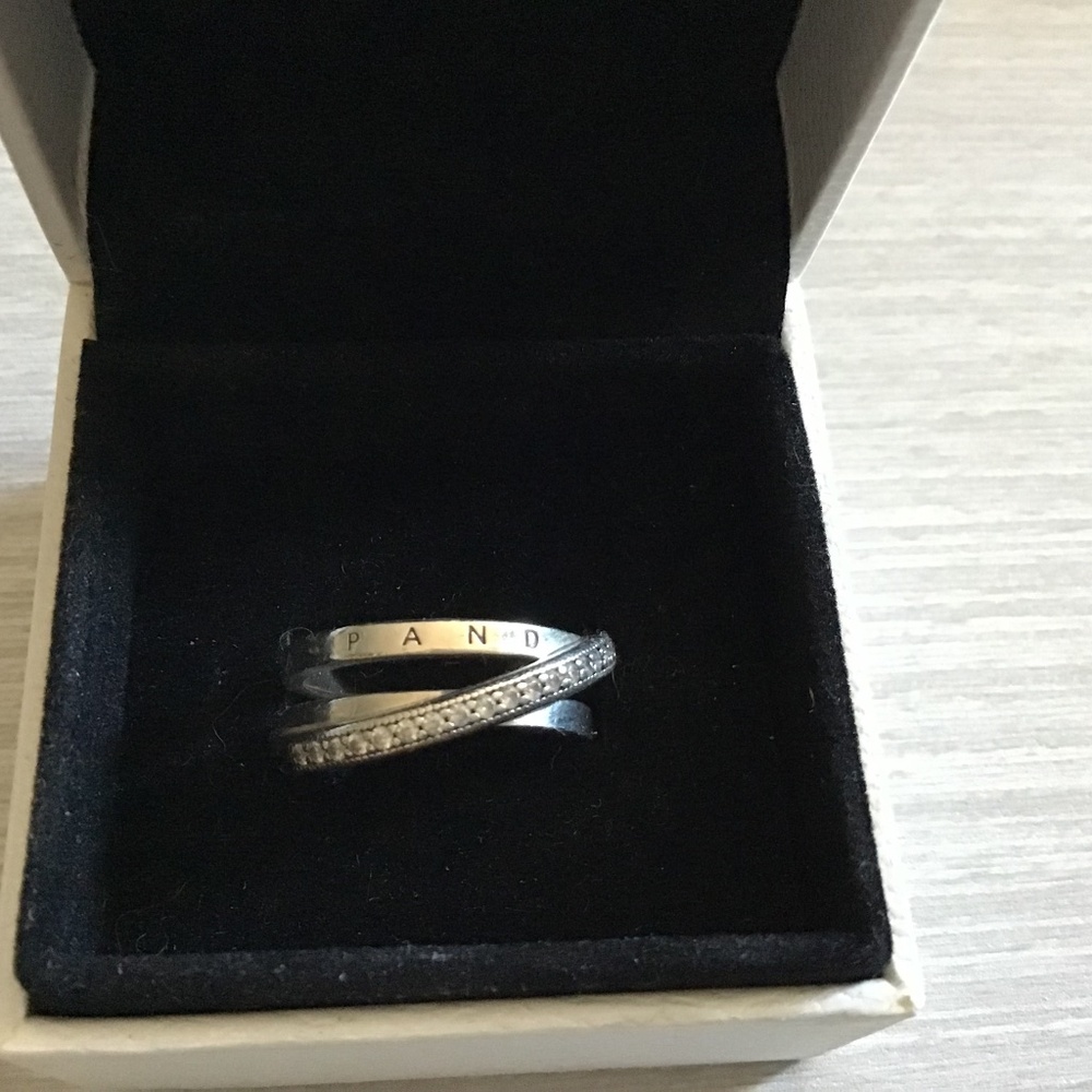 Pandora Crossover Pave Triple Band Size 52